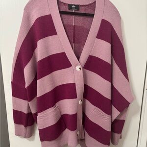 Dressed in LALA Pink and Purple Striped Cardigan